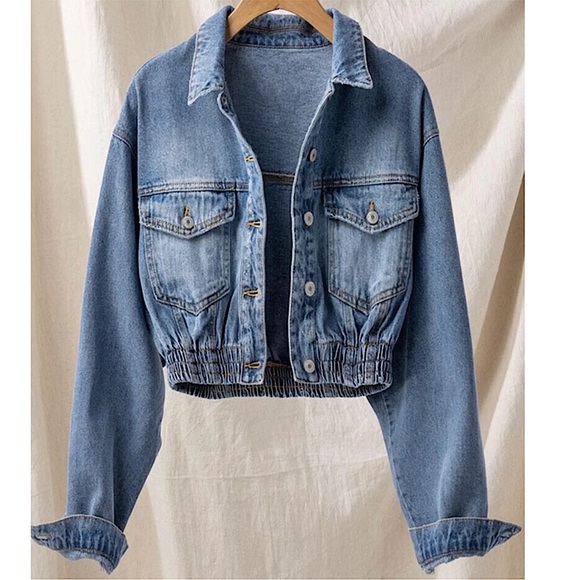 WOMENS CROPPED DENIM JEAN JACKET - Picture 1 of 4